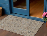 3' X 5' Taupe Brown And Gray Oriental Washable Indoor Outdoor Area Rug