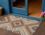 3' X 5' Copper Brown And Beige Tribal Washable Indoor Outdoor Area Rug