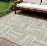 8' X 10' Ivory Beige And Gray Geometric Washable Indoor Outdoor Area Rug