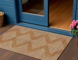 3' X 5' Copper And Beige Geometric Washable Indoor Outdoor Area Rug