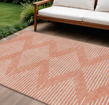 8' X 10' Salmon And Ivory Geometric Washable Indoor Outdoor Area Rug