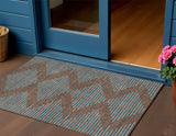 3' X 5' Brown And Aqua Geometric Washable Indoor Outdoor Area Rug