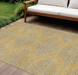 8' X 10' Gold And Ivory Geometric Washable Indoor Outdoor Area Rug