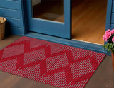 3' X 5' Red And Gray Geometric Washable Indoor Outdoor Area Rug