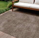 8' X 10' Brown Washable Indoor Outdoor Area Rug