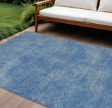 8' X 10' Blue Washable Indoor Outdoor Area Rug