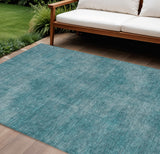 8' X 10' Teal Blue Washable Indoor Outdoor Area Rug