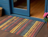 3' X 5' Granite Gray Copper And Yellow Striped Washable Indoor Outdoor Area Rug