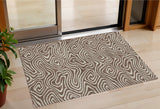 3' X 5' Brown And Beige Abstract Washable Indoor Outdoor Area Rug