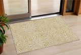 3' X 5' Gold And Beige Abstract Washable Indoor Outdoor Area Rug