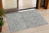 3' X 5' Gray And Ivory Abstract Washable Indoor Outdoor Area Rug