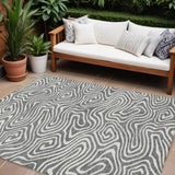 8' X 10' Gray And Ivory Abstract Washable Indoor Outdoor Area Rug