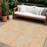 8' X 10' Peach And Ivory Abstract Washable Indoor Outdoor Area Rug