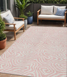 5' X 8' Pink And Gray Abstract Washable Indoor Outdoor Area Rug