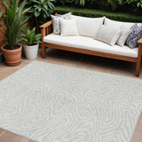 8' X 10' Silver And Gray Abstract Washable Indoor Outdoor Area Rug