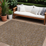 8' X 10' Brown Gold And Ivory Polka Dot Washable Indoor Outdoor Area Rug