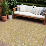 8' X 10' Gold Gray And Ivory Polka Dot Washable Indoor Outdoor Area Rug