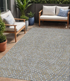 5' X 8' Gray Gold And Ivory Polka Dot Washable Indoor Outdoor Area Rug