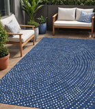 5' X 8' Navy Blue Gray And Ivory Polka Dot Washable Indoor Outdoor Area Rug