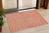 3' X 5' Salmon Gray And Ivory Polka Dot Washable Indoor Outdoor Area Rug