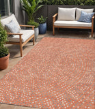 5' X 8' Salmon Gray And Ivory Polka Dot Washable Indoor Outdoor Area Rug