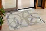 3' X 5' Beige Ivory And Gray Abstract Washable Indoor Outdoor Area Rug