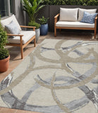 5' X 8' Beige Ivory And Gray Abstract Washable Indoor Outdoor Area Rug