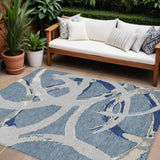 8' X 10' Gray Abstract Washable Indoor Outdoor Area Rug