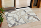 3' X 5' Ivory Gray And Beige Abstract Washable Indoor Outdoor Area Rug