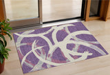 3' X 5' Purple Ivory And Gray Abstract Washable Indoor Outdoor Area Rug