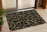 3' X 5' Black And Gold Geometric Washable Indoor Outdoor Area Rug