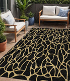 5' X 8' Black And Gold Geometric Washable Indoor Outdoor Area Rug