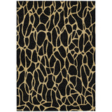 8' X 10' Black And Gold Geometric Washable Indoor Outdoor Area Rug