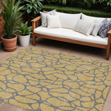 8' X 10' Gold And Gray Geometric Washable Indoor Outdoor Area Rug