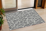 3' X 5' Gray And Ivory Geometric Washable Indoor Outdoor Area Rug