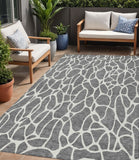 5' X 8' Gray And Ivory Geometric Washable Indoor Outdoor Area Rug