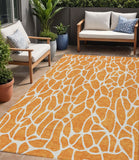 5' X 8' Orange And Ivory Geometric Washable Indoor Outdoor Area Rug