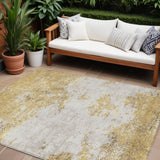 8' X 10' Gold Brown And Beige Abstract Washable Indoor Outdoor Area Rug