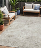 5' X 8' Ivory And Beige Abstract Washable Indoor Outdoor Area Rug