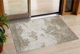3' X 5' Taupe And Beige Abstract Washable Indoor Outdoor Area Rug