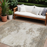 8' X 10' Taupe And Beige Abstract Washable Indoor Outdoor Area Rug