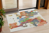 3' X 5' Ivory Pink And Green Abstract Washable Indoor Outdoor Area Rug