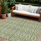 8' X 10' Green And Ivory Geometric Washable Indoor Outdoor Area Rug