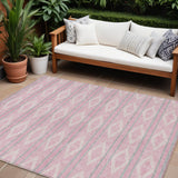 8' X 10' Pink Ivory And Gray Geometric Washable Indoor Outdoor Area Rug
