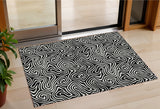 3' X 5' Black And Ivory Abstract Washable Indoor Outdoor Area Rug