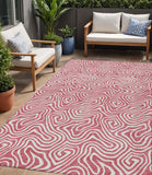 5' X 8' Blush And Ivory Abstract Washable Indoor Outdoor Area Rug