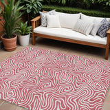 8' X 10' Blush And Ivory Abstract Washable Indoor Outdoor Area Rug