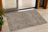 3' X 5' Brown And Beige Abstract Washable Indoor Outdoor Area Rug