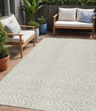 5' X 8' Ivory And Beige Abstract Washable Indoor Outdoor Area Rug