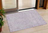 3' X 5' Lavender And Ivory Abstract Washable Indoor Outdoor Area Rug